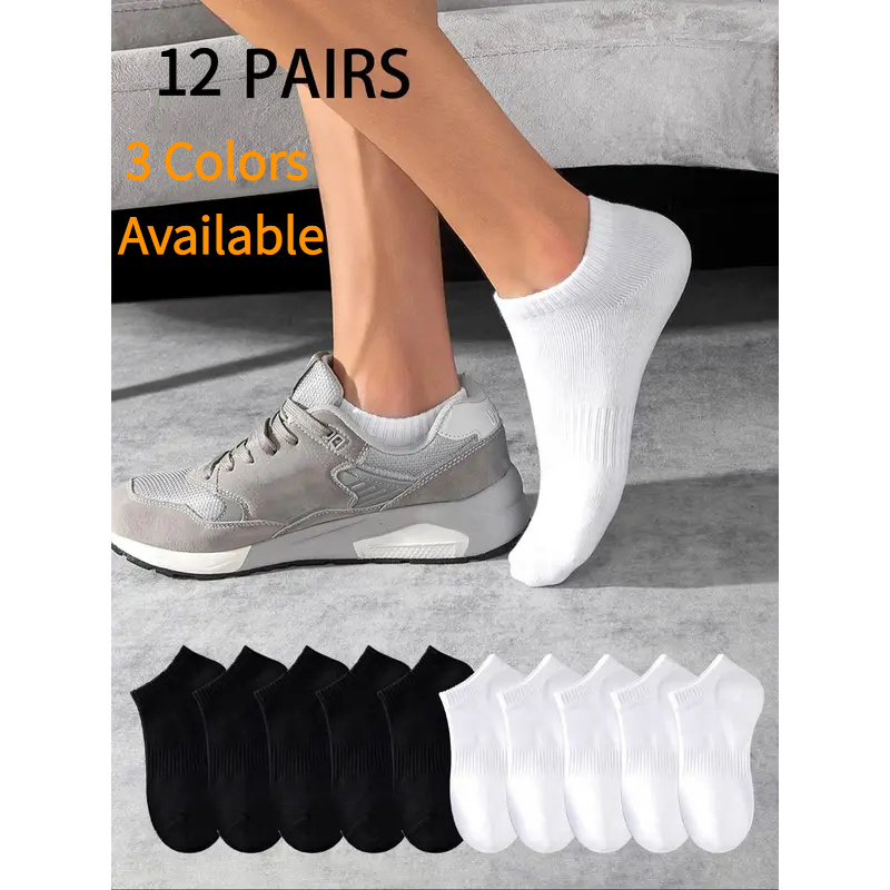 Badminton Badminton - 12Pairs Unisex Sports No-Show Socks White