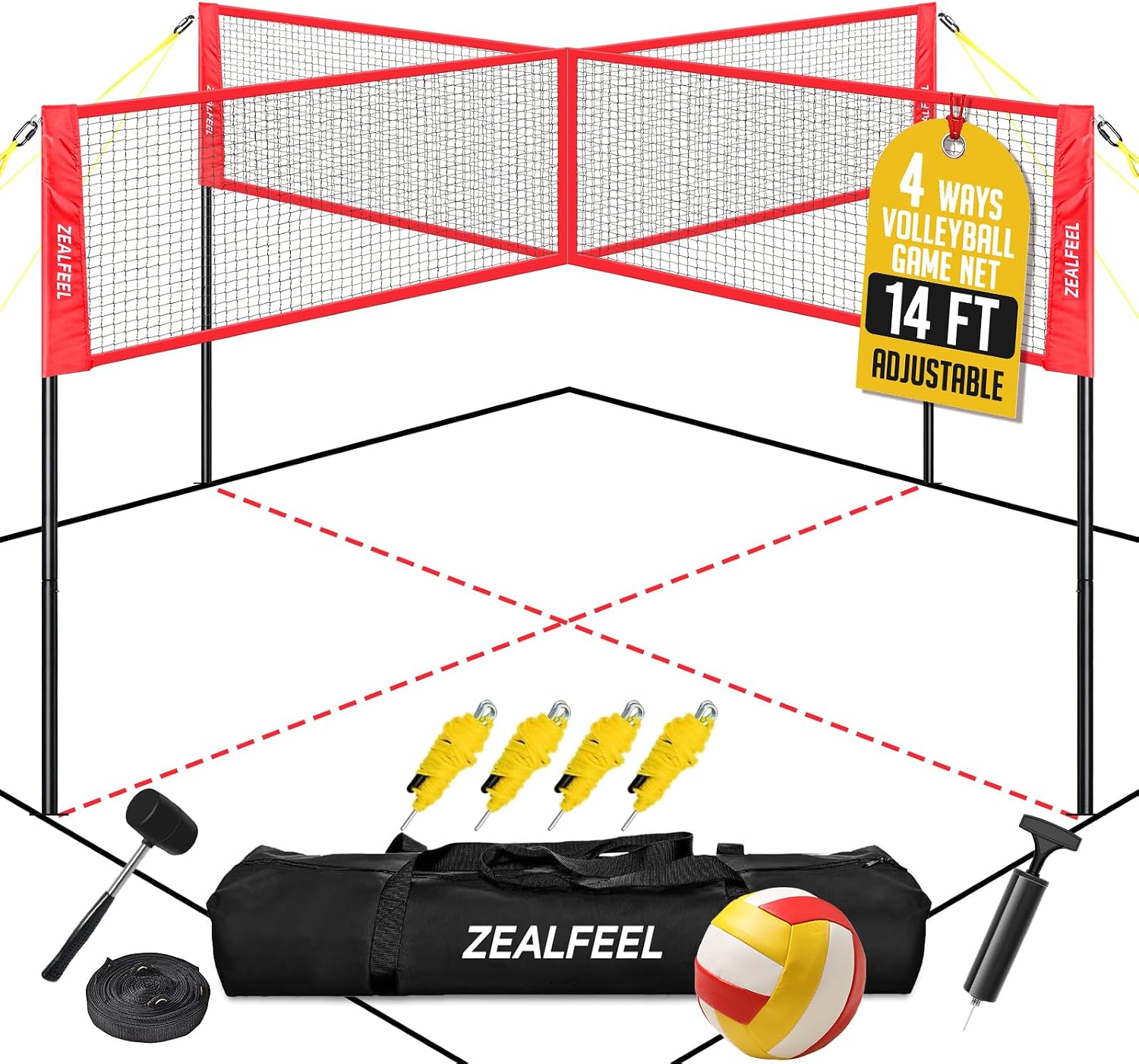 Badminton Badminton - 4-Way Volleyball & Badminton Combo Net,