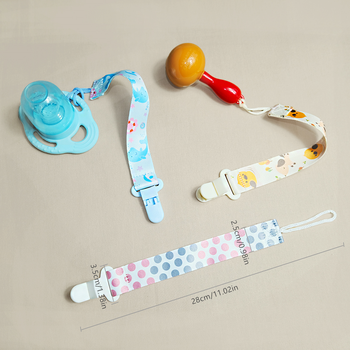3PCS cartoon printed baby paci – String Tension Clip Bewertung und Preis