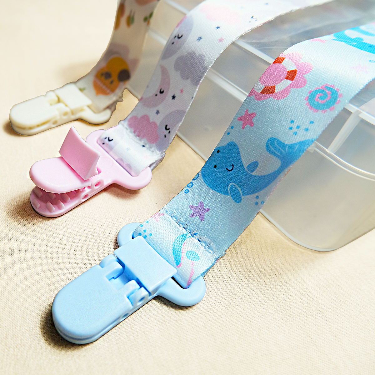 3PCS cartoon printed baby paci – String Tension Clip Bewertung und Preis